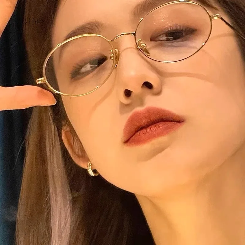 Модные маленькие овальные очки для женщин и девушек золотистые серебристые