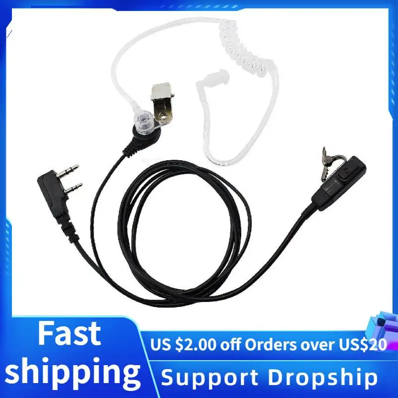 

2 Pin PTT MIC Walkie talkie Headset Covert Acoustic Tube In-ear Earpiece For Kenwood Baofeng UV-5R BF-888S CB Radio Accessories