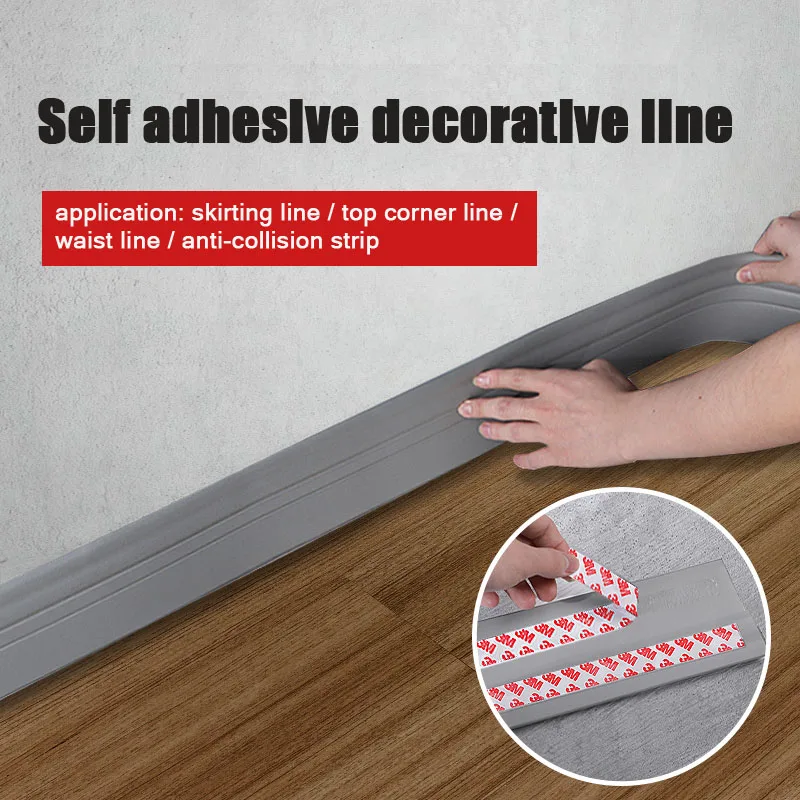 

1Pc Self-Adhesive Skirting Line Flexible Foam Molding Trim 3D Decorative Wall Border Waterproof And Antifouling Home Wall Decor