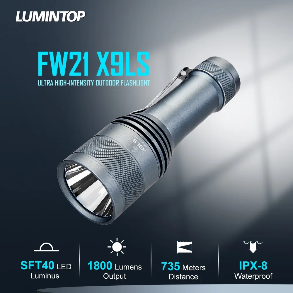 

Lumintop FW21 X9LS 21700 Flashlight 735 Meters Distance with SFT40 LED 1800 Lumens Ramping UI Powerful Outdoor Torch