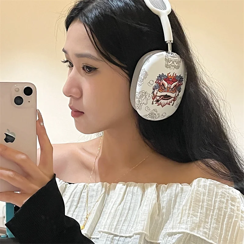 Фото Крутой чехол в стиле ретро для Airpods Max, китайский защитный чехол для Apple, Bluetooth, чехол для Airpods Max, мягкая коробка, защита гарнитуры №3