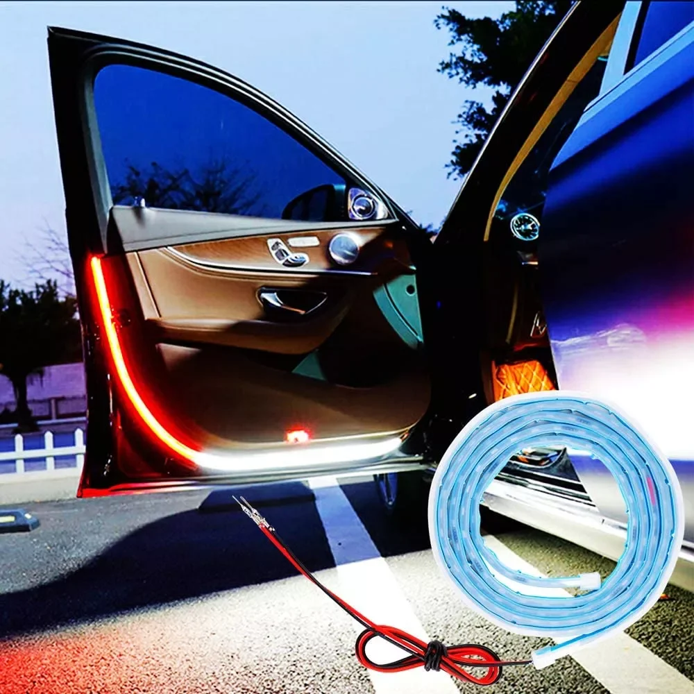

Interior Door Welcome Light LED Safety Warning Strobe Signal Lamp Strip 120cm Waterproof 12V Auto Decorative Ambient Lights