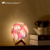 newest 3d printing moon lamp galaxy moon light kids night light 16 color change touch and remote control galaxy light as a gift