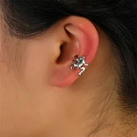 punk cute frog ear clip cuff ear earring for women men non piercing silver color fashion cartilage jewelry party gift bijoux 1pc