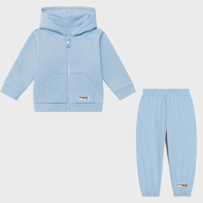 

TGM Children 100% Cotton Zip Hooded Sweatshirts Track Pants Two Piece Set Winter Tracksuits Kids Sweatsuits Hoodies Sweatpants