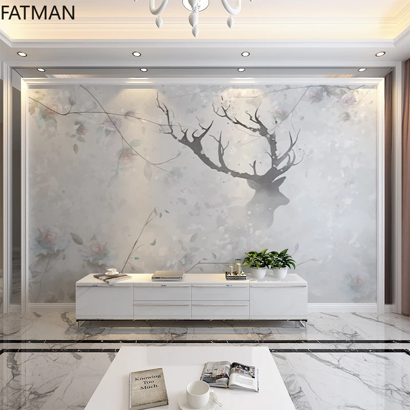 

FATMAN Custom Nordic Background Simple Modern Wallpaper Living Room European Style Wall Covering Elk Mural Bedroom 8d Dropship