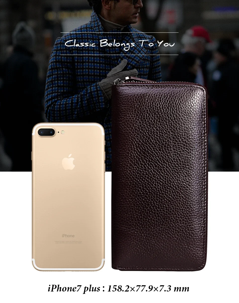 Мужской кошелек в стиле ретро большая вместительная сумка для телефона на молнии