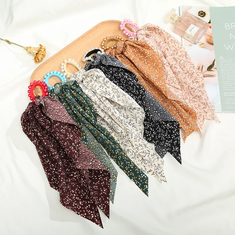 Винтажная мягкая и удобная резинка для волос Yanwenx с цветочным принтом шарф-бант