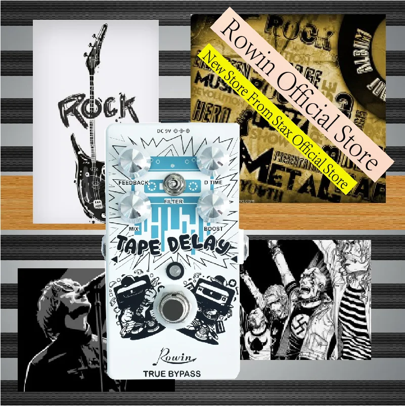 Rowin RE-01 Tape Delay Guitar Effect Pedal Combined With Delay And Bass Effects Wide Range Delay Adjustment And Make Real Bass