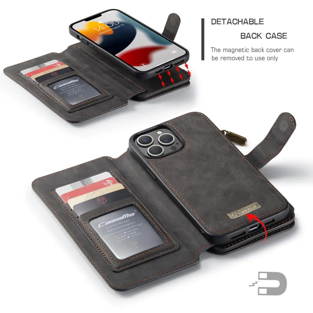 

Leather Wallet Card Solt Flip Cover For iPhone 13 Pro Max Mini Case Shockproof Phone Cases Luxury Camera Protection Coque Fundas