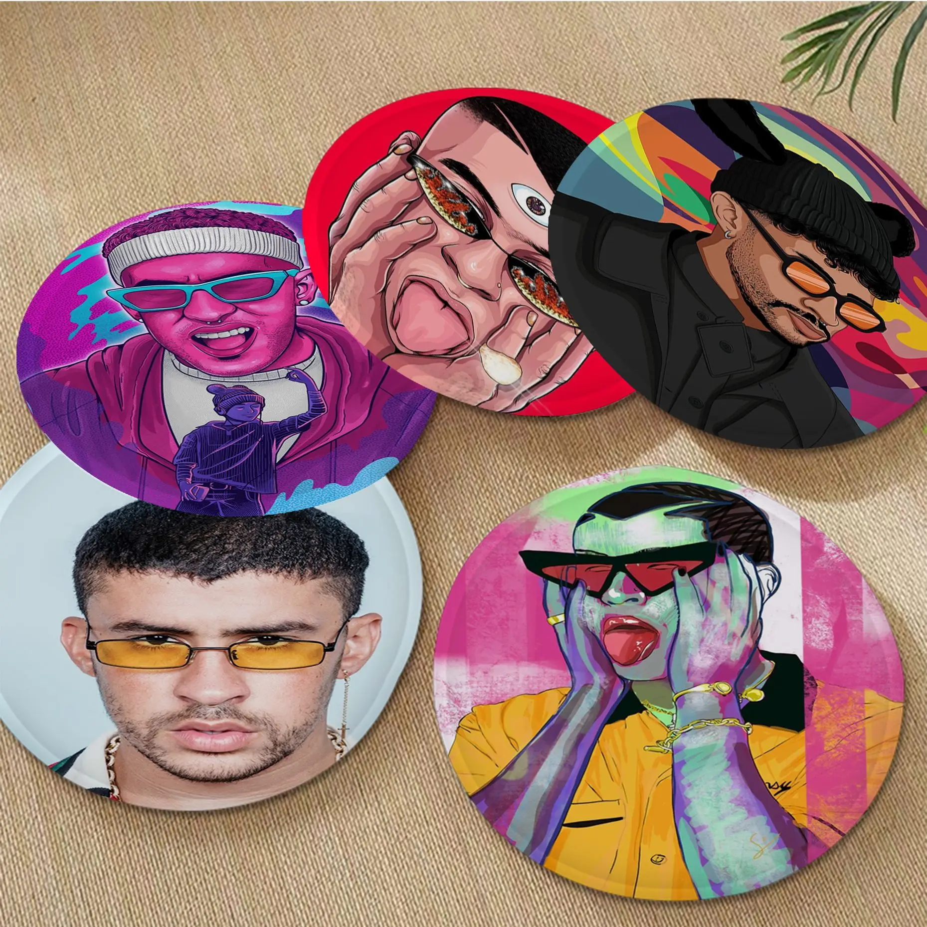 

Music Artist Bad Bunny Portrait Paintings Decorative Seat Cushion Office Dining Stool Pad Sponge Sofa Mat Non-Slip Seat Mat
