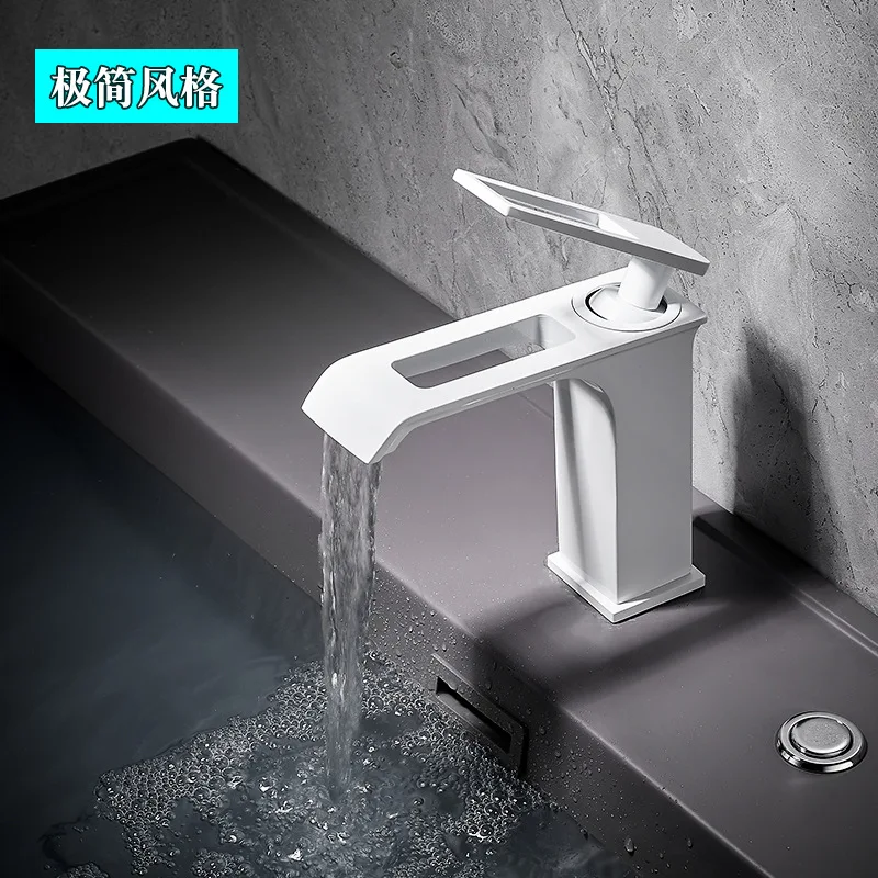 

Bathroom Copper Basin Faucet Bathroom Drop-in Sink Sink Washbasin Hot and Cold Faucet White Minimalist