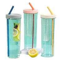 700ml plastic water bottle with straw tea cup for drinking portable sport tea coffeejuice cup outdoor sports student couple cup