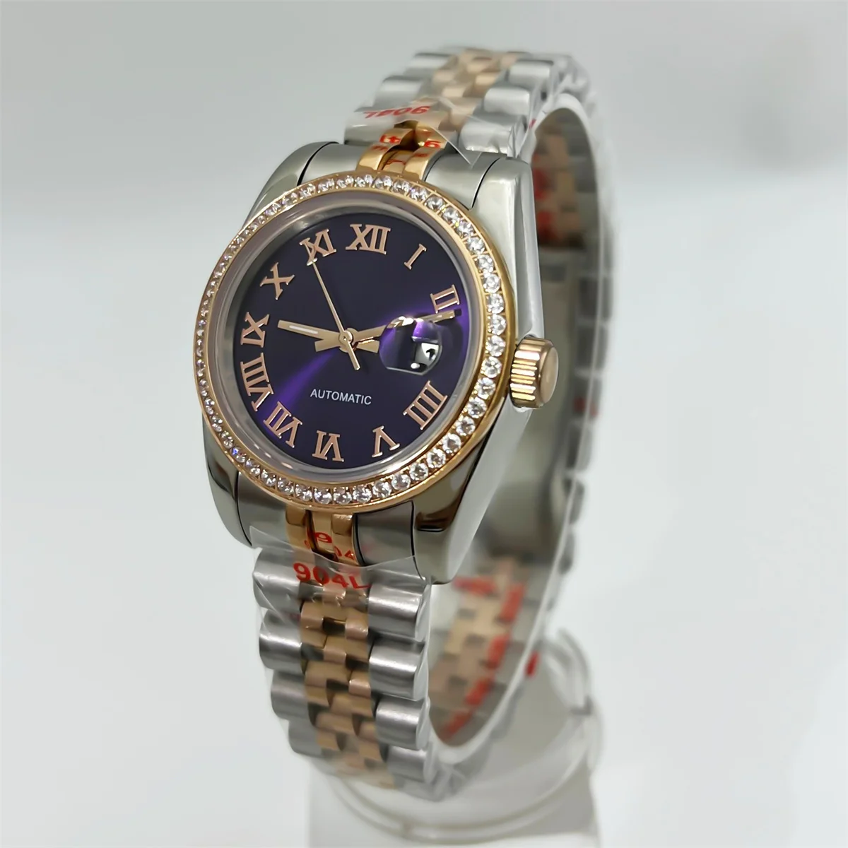 BLIGER 31 мм двухцветные женские часы из розового золота NH05 с сапфировым стеклом Sunburst