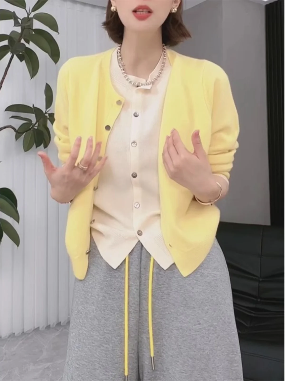 Контрастный цвет в стиле пэчворк искусственный вязаный женский осенний желтый