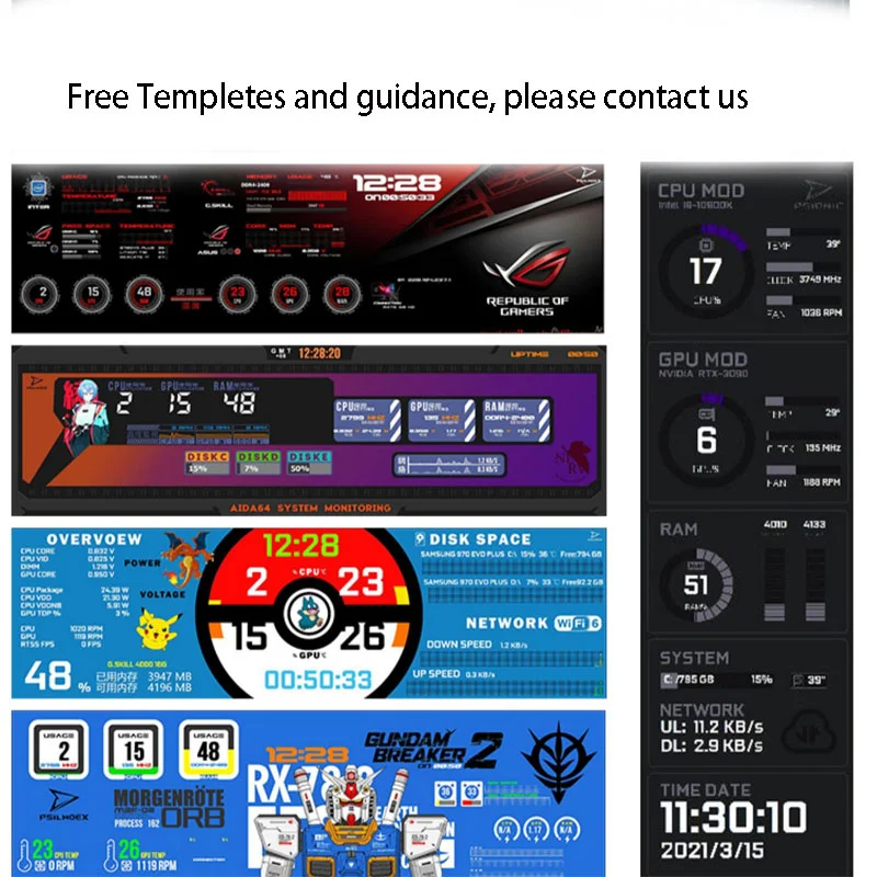 Wisecoco 7 84 дюймовый вторичный экран компьютера процессора GPU RAM HDD Aida64 дисплей ПК