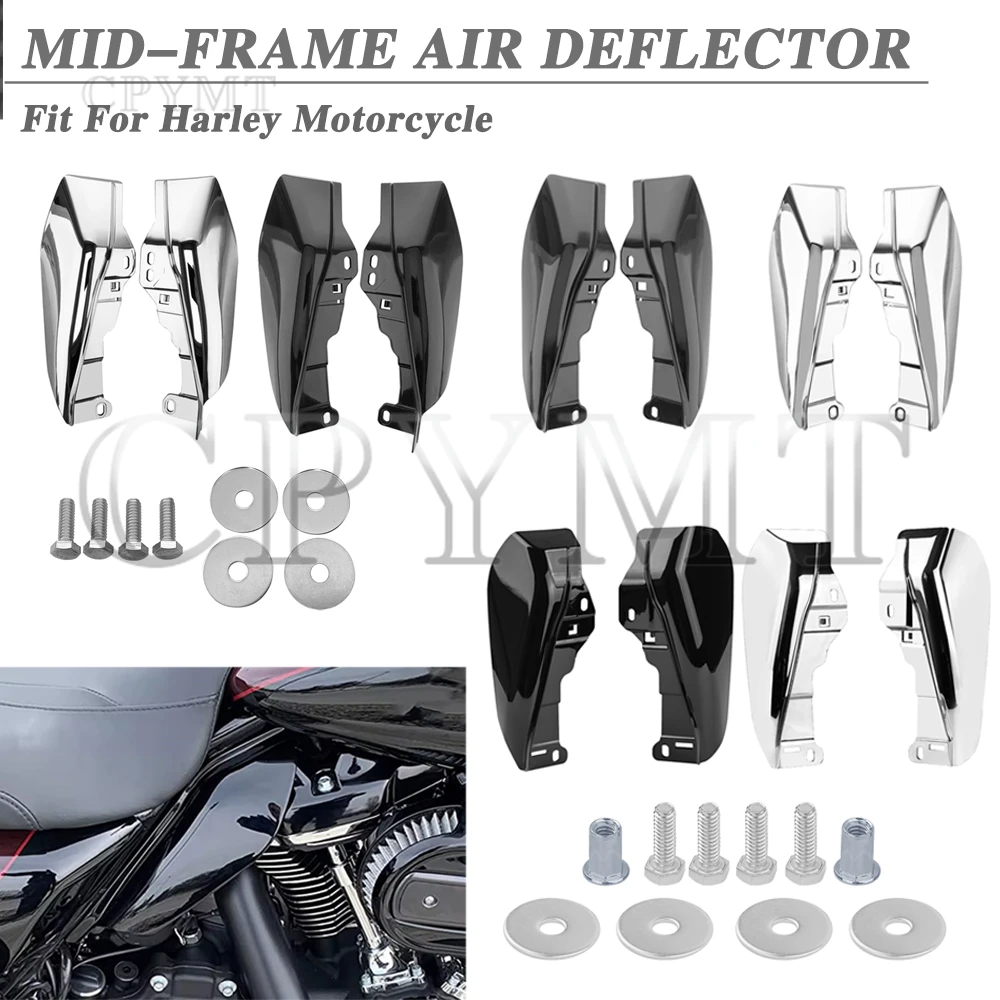 Black/Chrome Motorcycle Mid-Frame Air Deflector Under Seat Engine Fit For Harley Touring Street Electra Glide CVO Road King FLHR