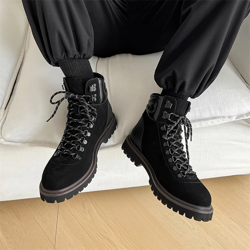 Мужские ботинки из натуральной кожи модные деловые в минималистичном стиле для