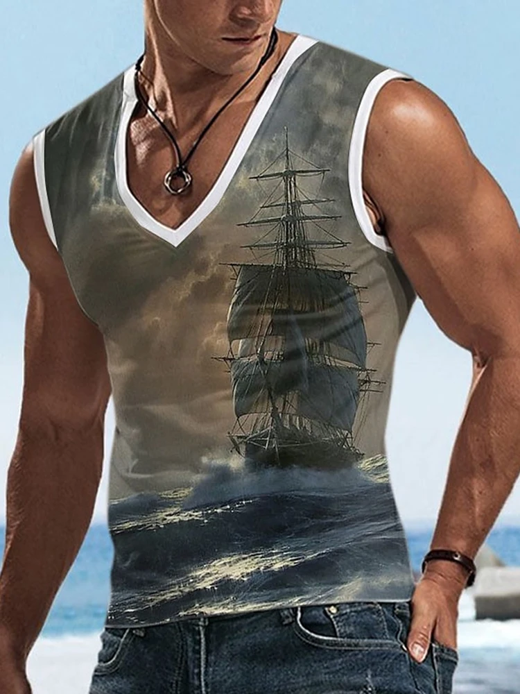 Мужской повседневный жилет с V-образным вырезом и открытой спиной