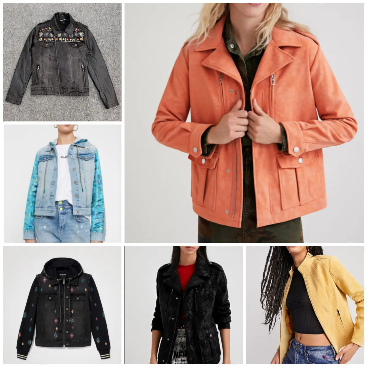 

2021 new Spanish desigual ladies embroidery print stitching slimming denim jacket retro spring and autumn fashion short jacket