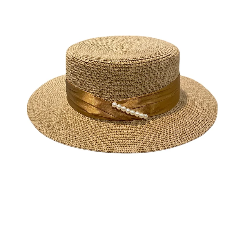 

New Summer Hats For Women French Pearl Visor Hat Girls Casual Beach Hat Casual Straw Panama Hat Bone Feminino bonnet