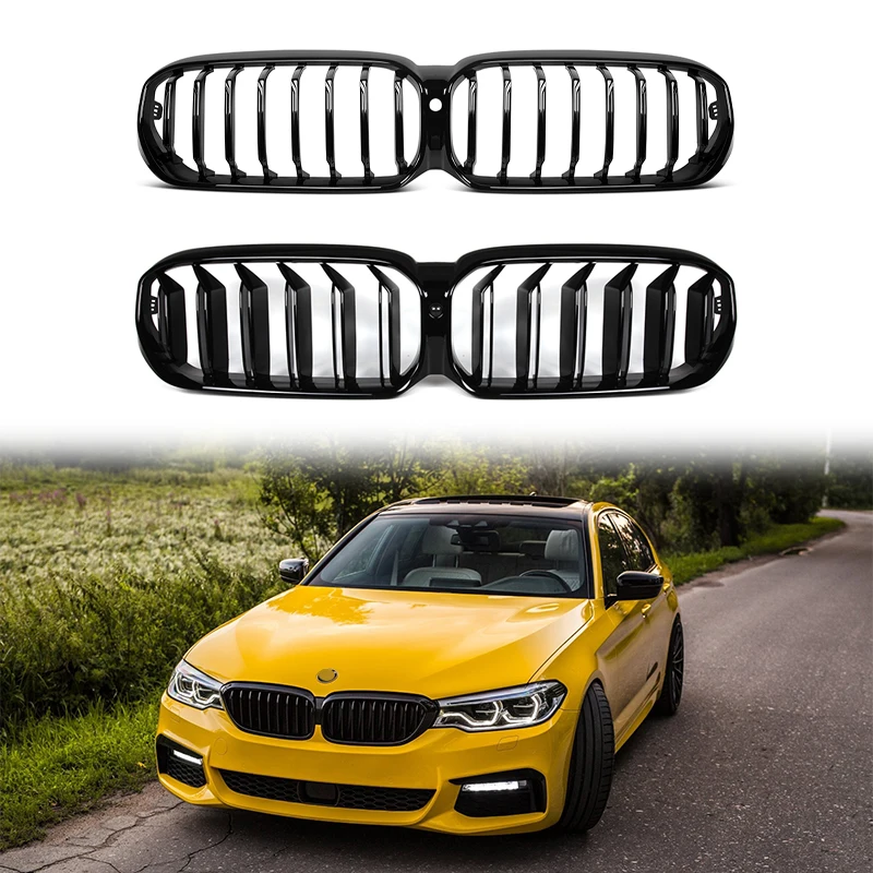 

Решетка радиатора переднего бампера автомобиля, глянцевая черная Одиночная/двойная решетка, гоночный гриль для BMW, новинка 5 серии G30 2021, авт...