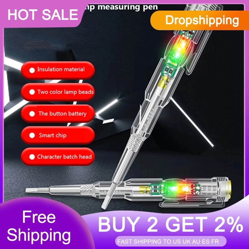 

2/4 Pcs Intelligent Induction Power Voltage Detector Pen Voltmeter 24-250V Circuit Tester Electrical Screwdriver Indicator Tool