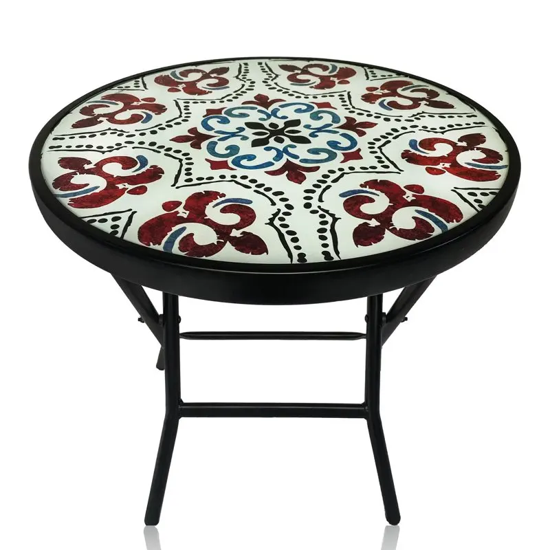 

Inch Folding Glass Patio Side Table - Pattern -