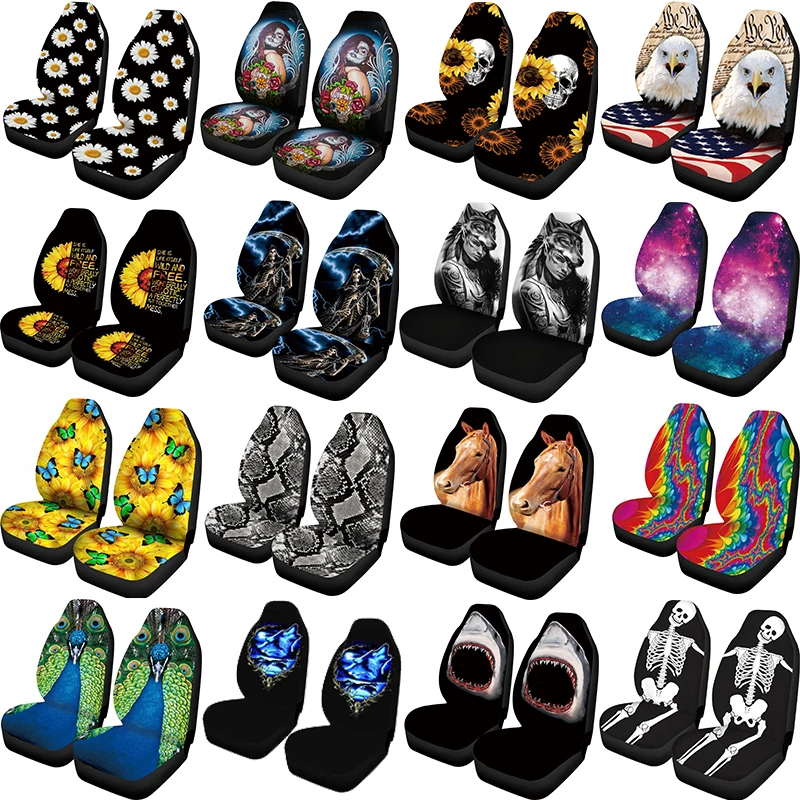 

Personalized Choice Of Two (one) Car Seat Covers Custom Printed Universal Front Protector Accessories Cushion Set