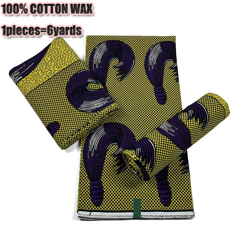 

New African Golden Wax Fabric Cotton Material High Quality Wrap Print Pagne Nigerian Ankara Soft Sewing 6yards Wedding Dress