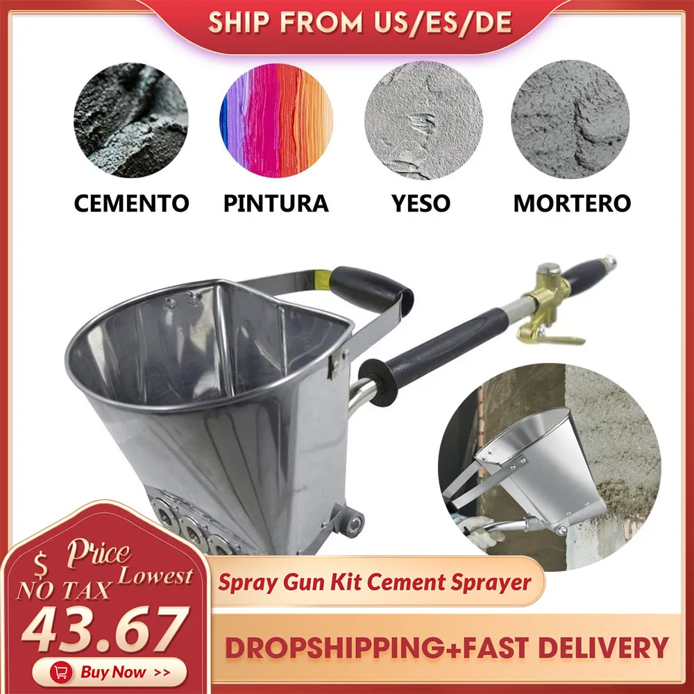 Spray Gun Kit For Painting Walls Ceilings Cement Mortar Sprayer Plaster Hopper Gun Render Sprayer Hopper Bucket Gypsum Gun 77cm