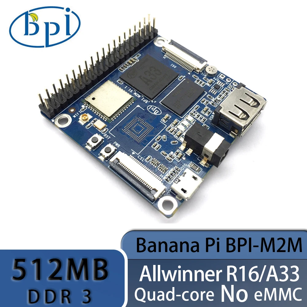 Четырёхъядерный процессор Banana PI BPI-M2M Allwinner A33, 512 Мб DDR3 без eMMC, поддержка CSI DSI WIFI BT 4,0, ОС Android 6,0 и Linux Ubuntu Tina