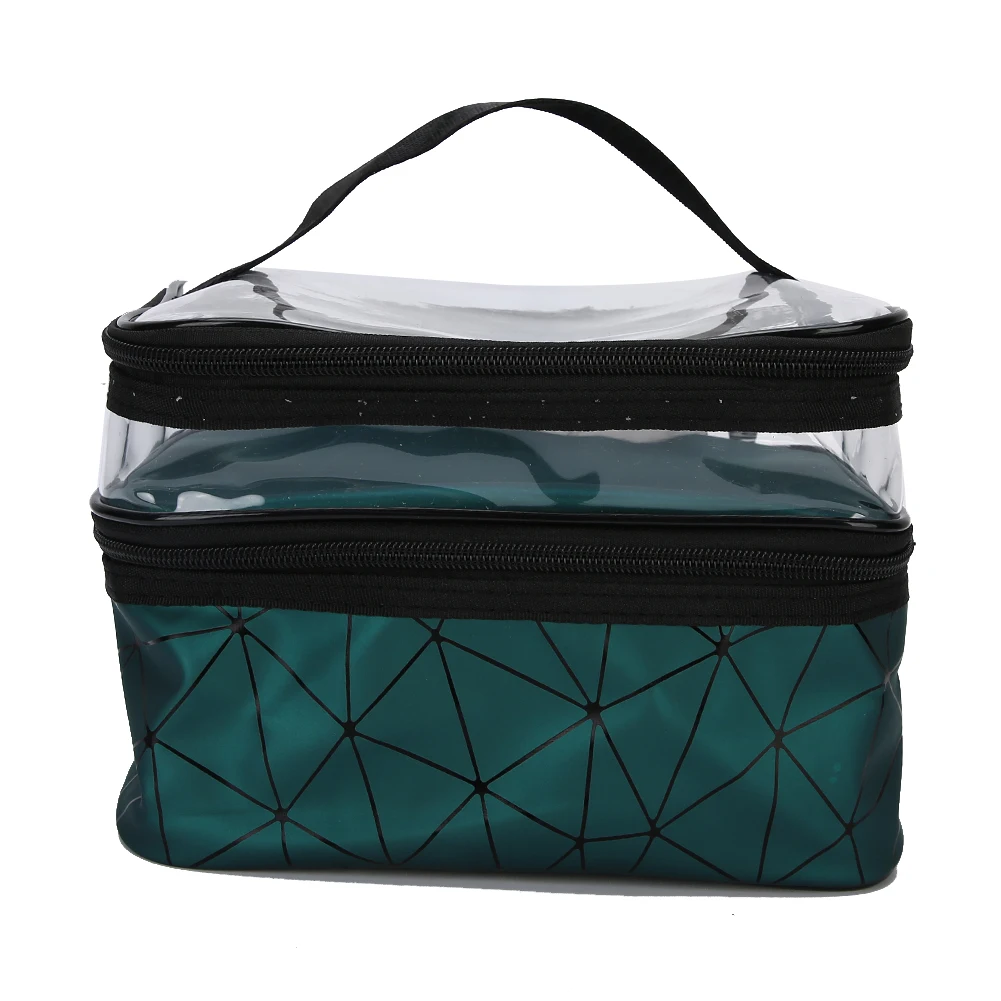 

Mulifunctional Cosmetic Case Double Layer Portable Makeup Bag Toiletry Storage OrganizerGreen