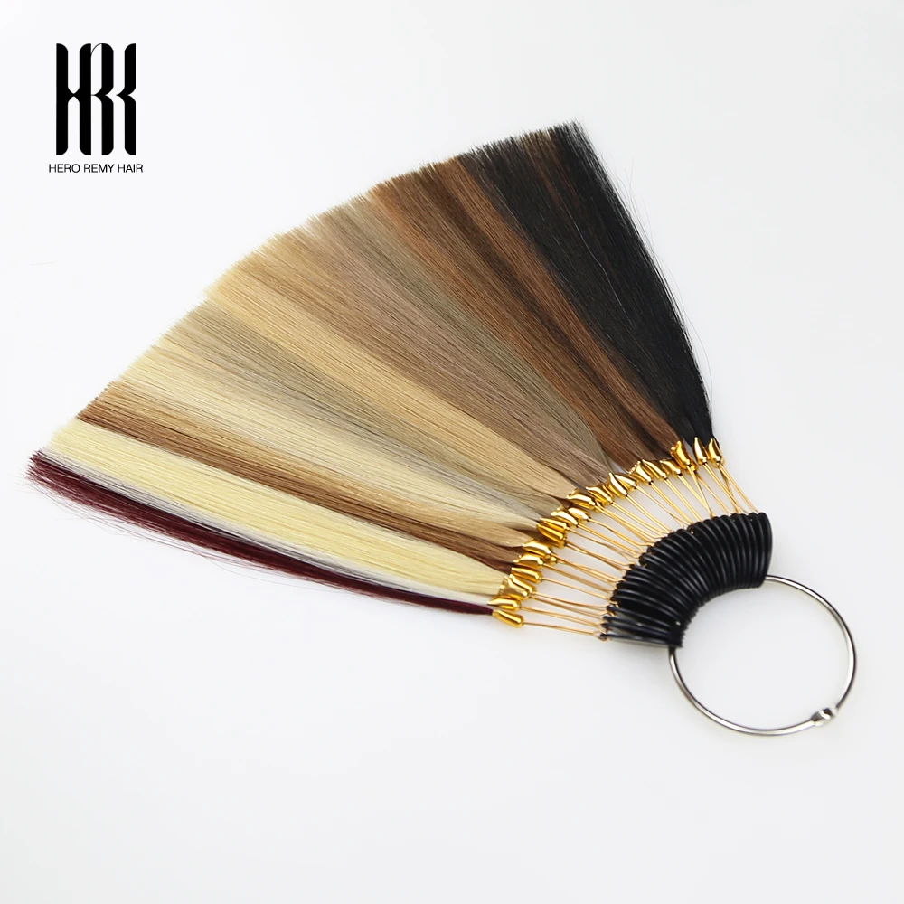 Фото Цветные кольца человеческих волос Hero Remy Hair/цветные диаграммы, доступны 26 цветов, можно покрасить для образца салона №4