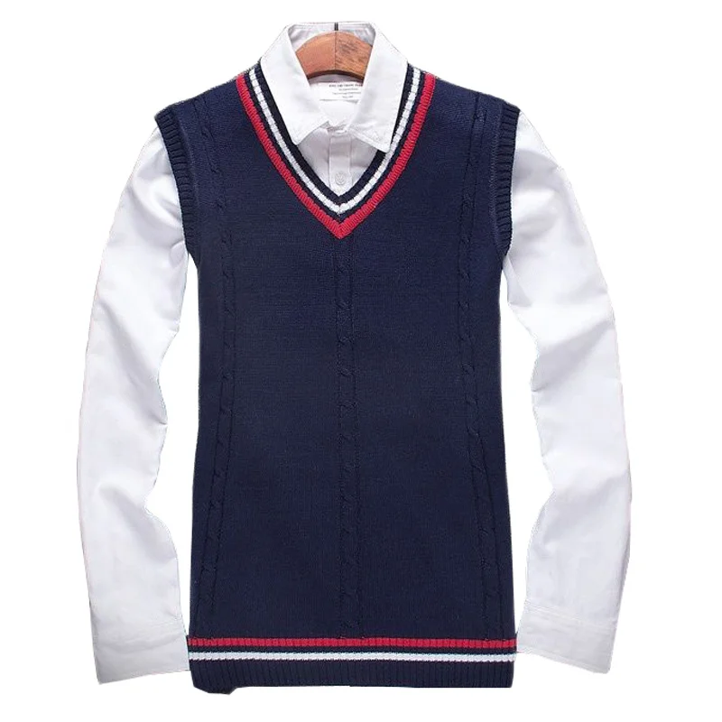 

Spring and Autumn New Fashion Boutique Knit Solid Color Men's Slim V-neck Sweater Vest Male Business Sweater