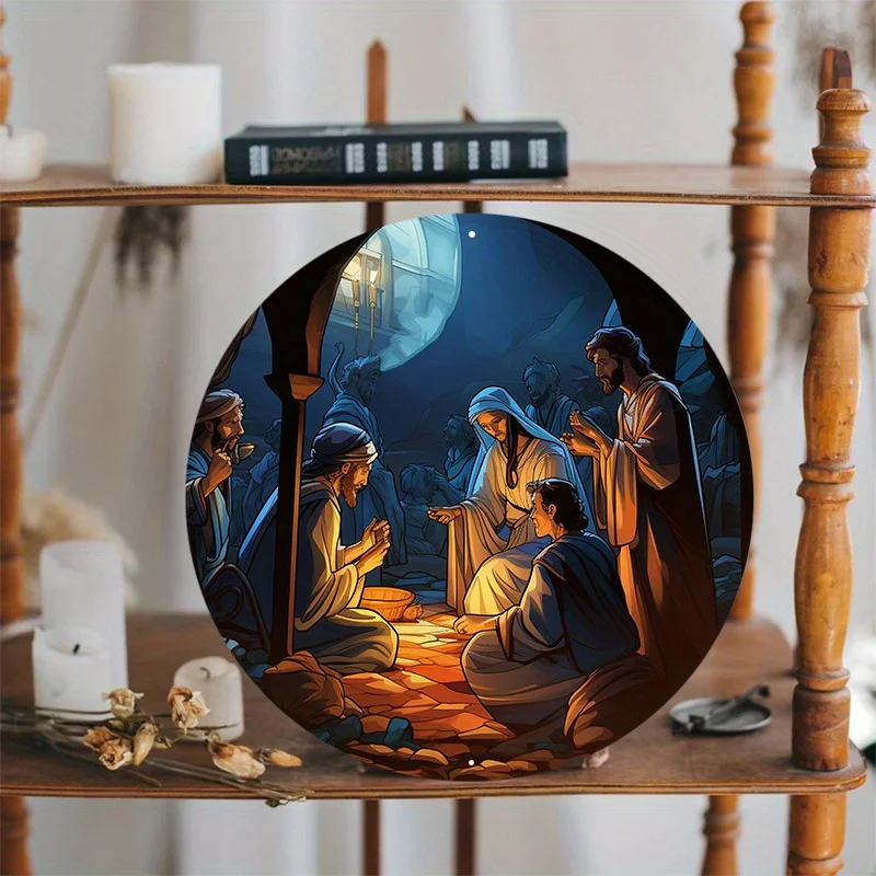 Алюминиевый металлический праздничный знак на тему Рождества круглый подходит