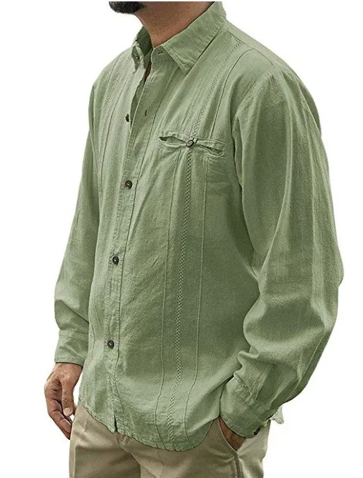 Mattswag Cotton Linen Solid Color Shirts For Men Spring Autumn Long Sleeve Fashion Simple Men's Clothing Casual Handsome Camisa