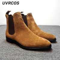mens and womens soft suede snow boots thick faux fur chelsea style warm flat ankle boots winter casual mens boots 2021