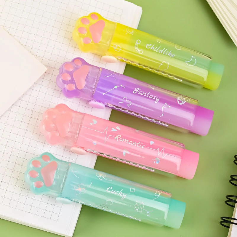 

Cute Cat Paw Design Eraser Portable Push-pull Pencil Eraser Kawaii Stationery Writing Tools for School Office Students Kids Gift