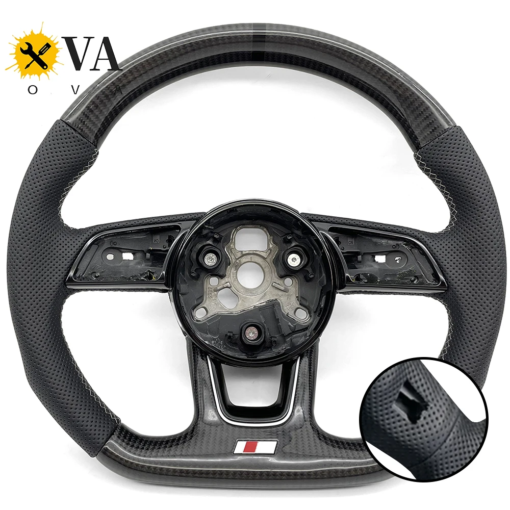 

Полуперфорированный кожаный руль из углеродного волокна, для Audi A3 8V A4 B8 B9 S3 S4 S5 Rs5 Rs3 Rs4 A5 B9