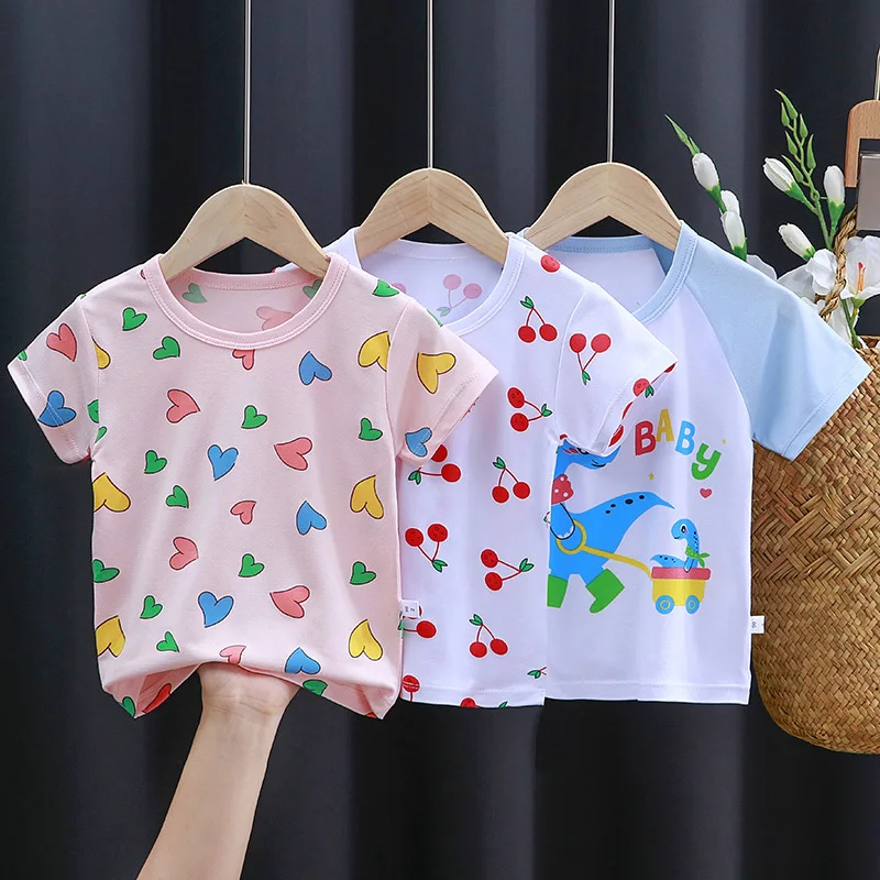 

Newborn Baby Short Sleeve Sets Cotton Korean Cartoon Boys Girls Tight Belt Baby Clothes Summer Fashion Casual Kids Clothes Sets