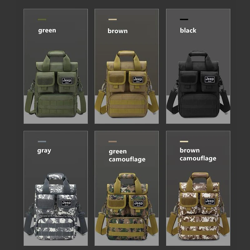 JEEP BULUO Men's Shoulder Bags Army Green Camouflage Handbags Casual Travel Large Size Cossbody Bag For Man Trend Tote