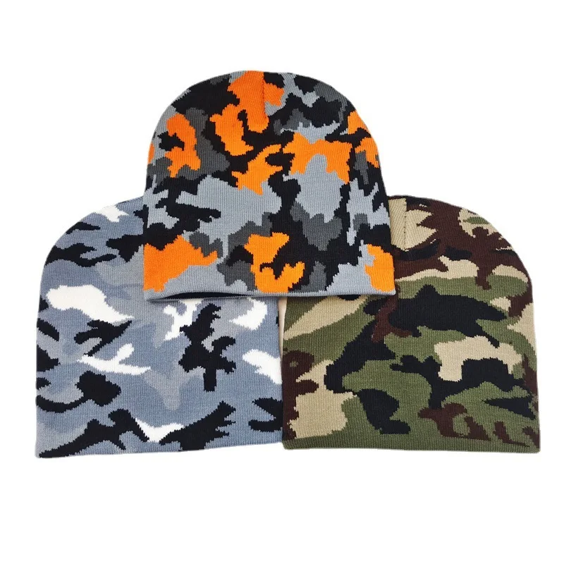 

Camouflage Beanies Mens Winter Fashion Casual Bobble Hats For Men Outdoor Ski Warm Cap Male Dome Stretch Gorros Para Hombres
