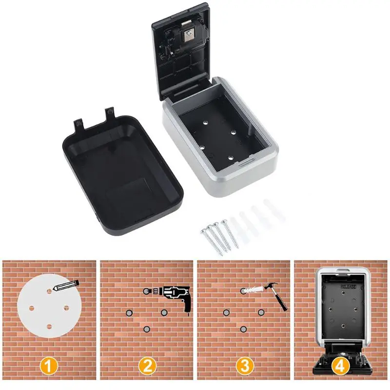 

4 Digit Spare Key Safe Storage Box for Home Family Realtor Waterproof Push Button Code Combination Password Security Case