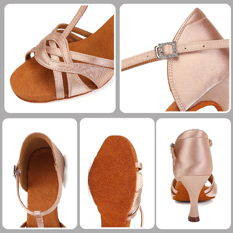 SWDZM SILK Women‘s Latin Dance Shoes Salsa Tango High Heel Soft Bottom Dance Shoes 5cm / 8.5cm Girls Salsa Ballroom Shoes