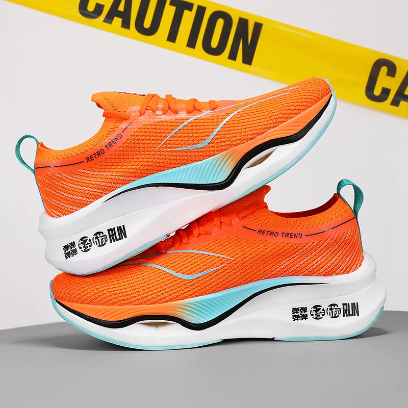 Orange Mesh Breathable Running Sport Shoes Sneakers Men Light Soft Thick Sole Hole Couple Shoes Athletic Sneakers Women Shoes 45