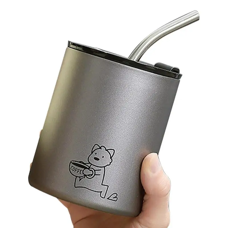 

Insulated Thermos Mug Stainless Steel Water Bottle With Straw Lid Portable Thermos With Straw Coffee Thermo Cup Water Bottle
