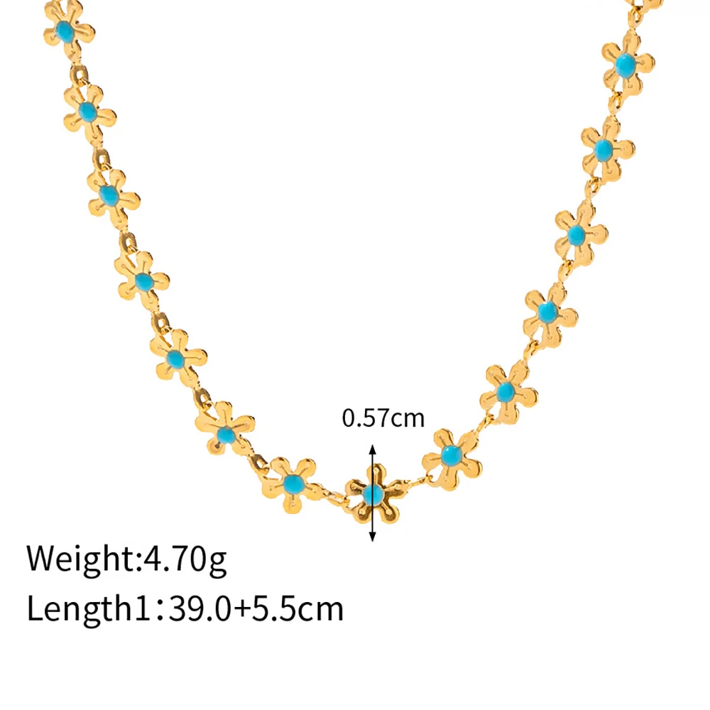 Цепочка Yori из нержавеющей стали синие капающие масляные цветы ожерелье