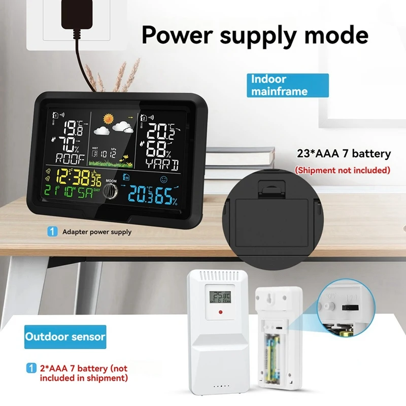 Метеостанция один-два Внутренний и наружный термометр гигрометр Беспроводная