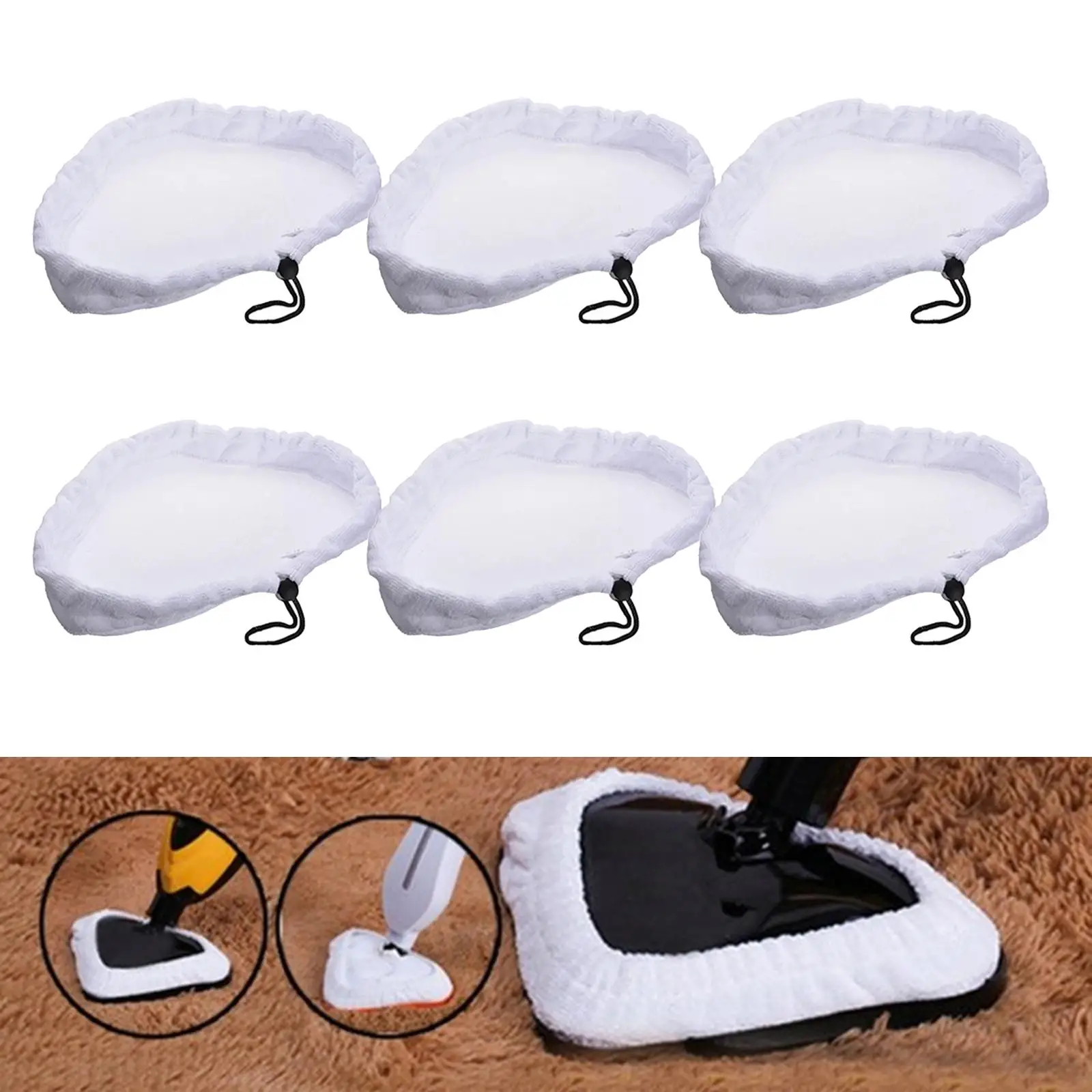 

6Pcs Fiber Home Clean Steam Mop Water Absorbent Reusable Washable Durable for x5 S302 S001 Steam Mop Accessories